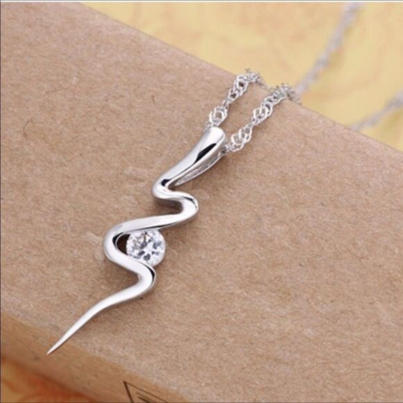 Silver Plated Clear CZ Necklace - Picture 4 of 7